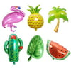 Beach Summer Tropical Party Theme Flamingo Pineapple Palm Tree Watermelon Cactus Palm Leaves Mylar Balloons for Luau Party Decor Hawaiian Decorations Party Supplies(Set of 6)