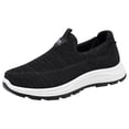 thumbnail image 2 of Womens Shoes Slip On, Womens Slip On Walking Shoes, Women's Flat Breathable Fly Woven Mesh Sneakers,Casual Fashion Non-Slip Walking Shoes Comfortable Soft Sole Slip-On Loafers Tennis Shoes, Black 6, 2 of 7