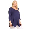 thumbnail image 2 of Women's Plus Size Solid Color Short Sleeve Tunic Top Relaxed Fit, 2 of 4