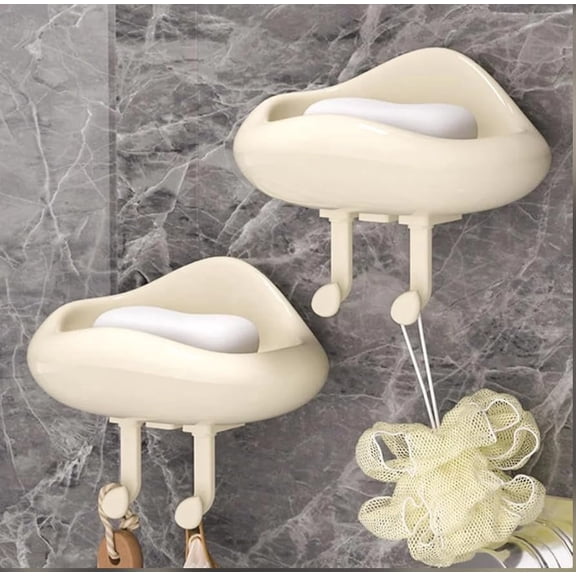 Bathroom Soap Holder with Hook Hanging Soap Tray for Shower, Wash Basin & Kitchen Sink, Drain Water Design Durable Bathroom Storage Accessory (Bathroom soap Tray Hook)