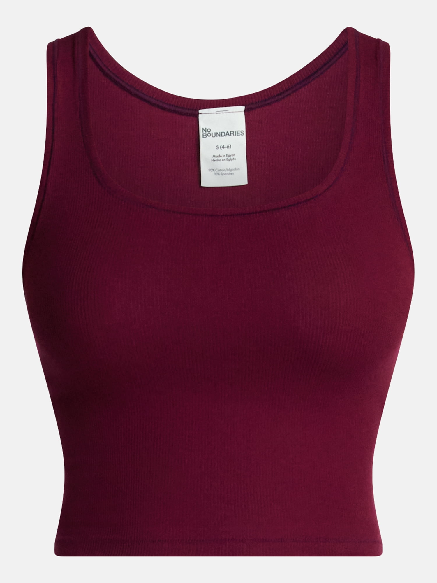 No Boundaries Cotton Stretch Ribbed Cropped Tank Top, Women's XS-XXXL