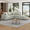 thumbnail image 2 of 86.6" Sectional Sofa L-shaped Sofa Couch Pull-out Sofa Bed with a Movable Ottoman, Two USB Ports and Two Cup Holders for Living Room (Grey), 2 of 12