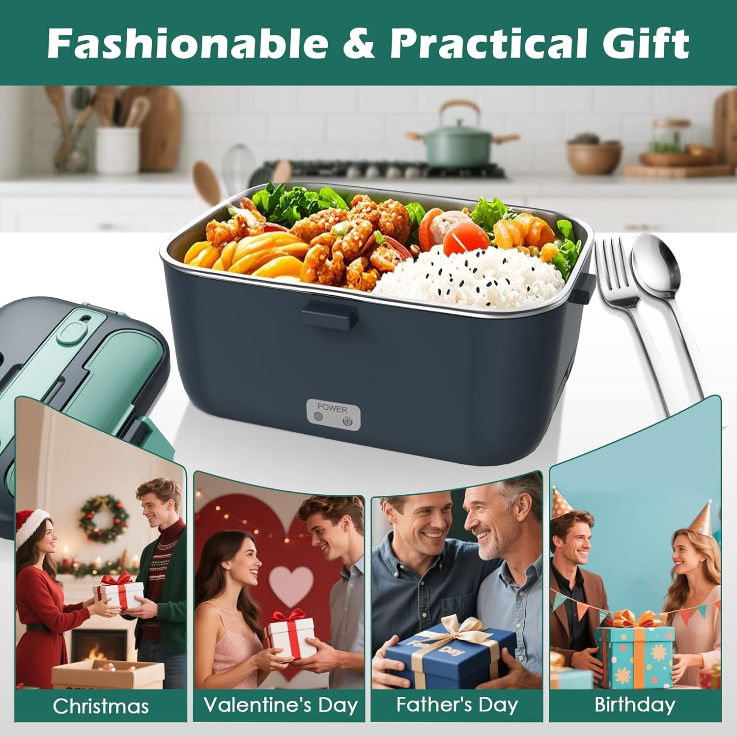 GVDV Electric Lunch Box Food Heater 3-In-1 Portable Food Warmer Lunch Box for Car & Home