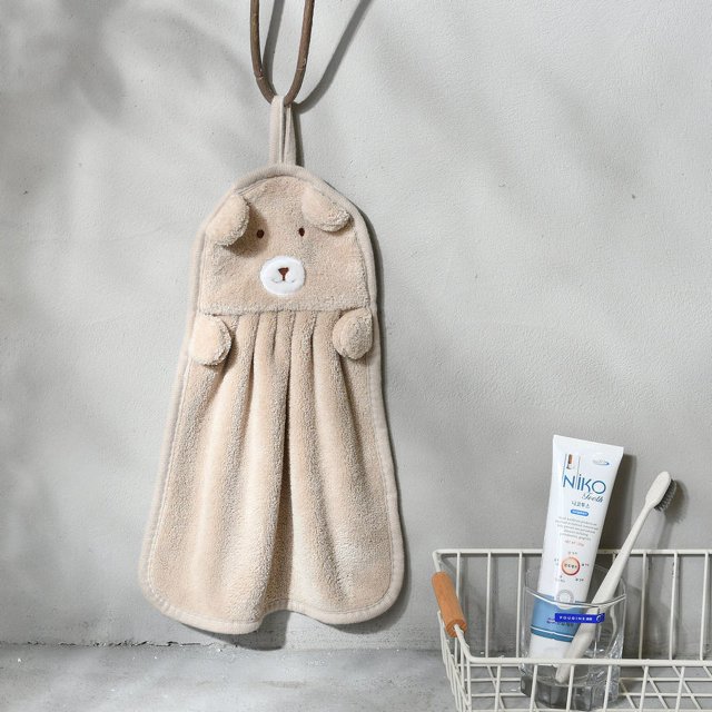 Toalla de vellón de coral para colgar, toalla de mano con dibujos de animales, toalla absorbente para cocina y baño, toalla de mano