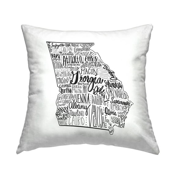 Stupell Industries Georgia State Cities Whimsical Typography Shape Design by The Saturday Evening Post Throw Pillow