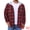 Black Red, variant on Men's Fleece Lining Drawstring Hooded Plaid Shirt Jacket L Black White