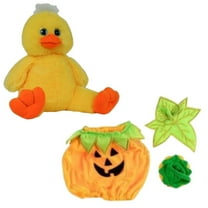 Yellow Duck Stuffed Animal with Spooky Pumpkin Outfit & Treat Bag – 16" Halloween Plush Toy, Soft & Fun, for Trick-or-Treating & Seasonal Decor