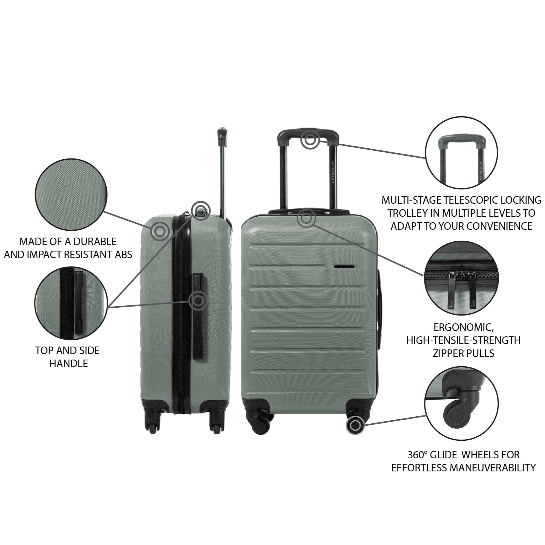 Jetstream 3-Piece Carry-On Luggage + 2 Packing Cubes Set