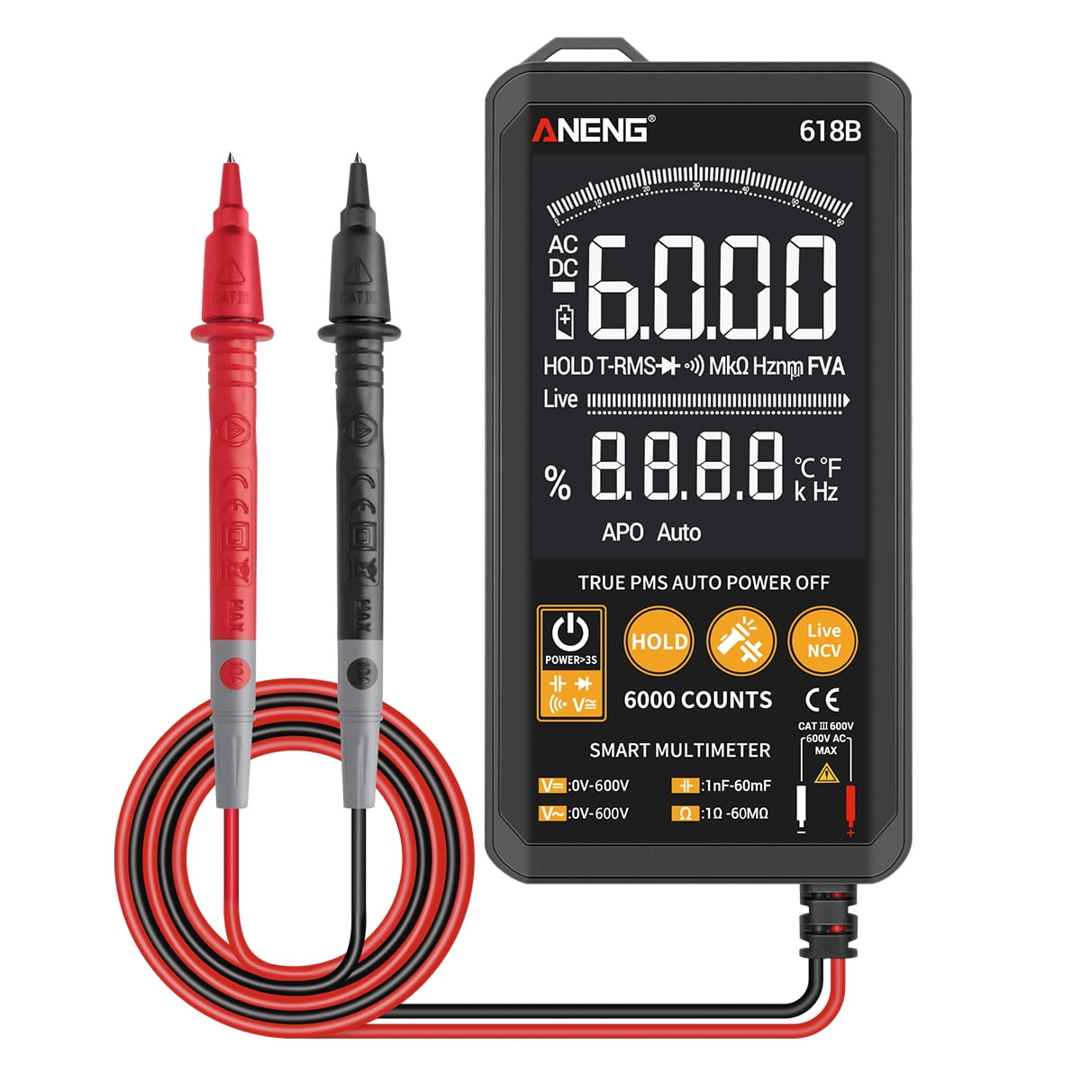 ANENG Digital Autoranging Multimeter with Audible Continuity True RMS