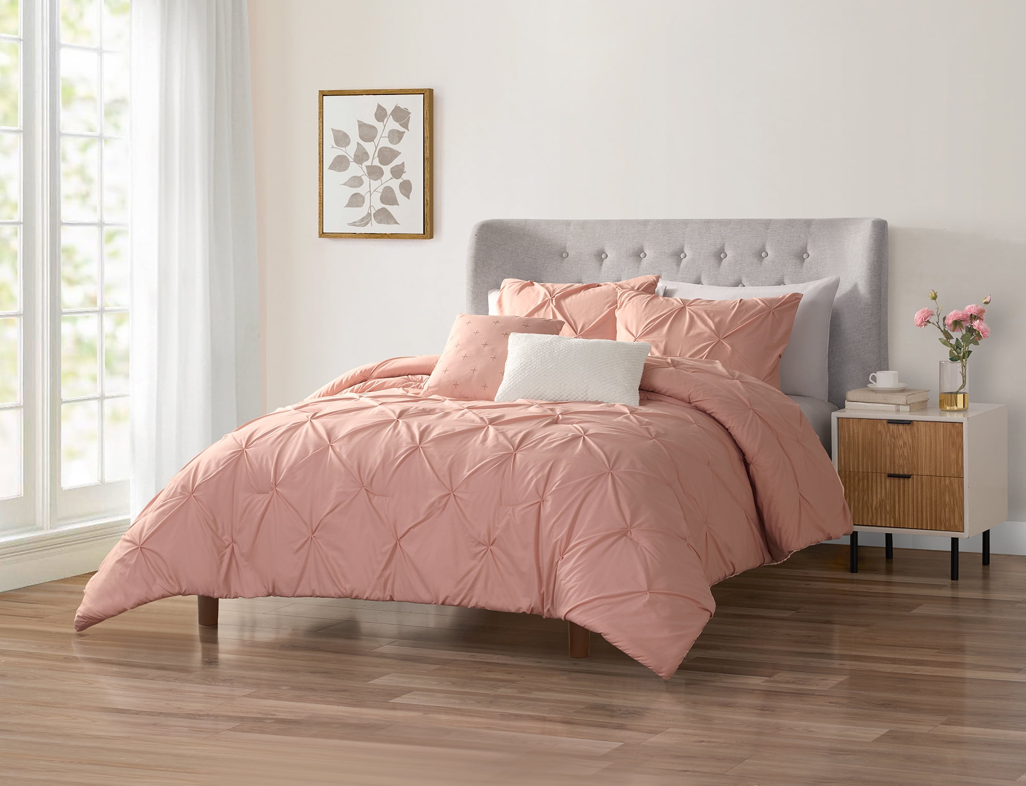 Home Trends 5-Piece Blush Pintuck Comforter Set, HOME TRENDS PL HT PINTUCK CSET KING