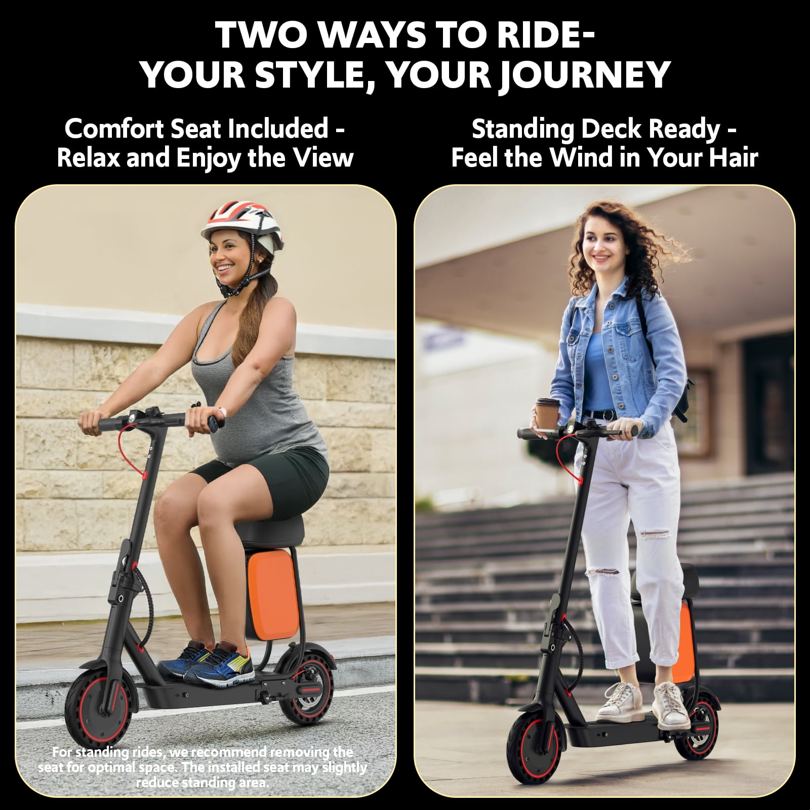 Electric Scooters for Adults with Seat,Peak 550W Motor, Folding E-Scooter Up to 21 Miles & 19 MPH, 36V 7.5Ah Battery