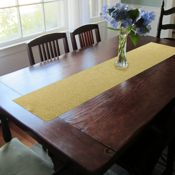 Holiday Woven Texture Design PVC Rectangular Heat Insulation Texteline Table Runner (Gold)