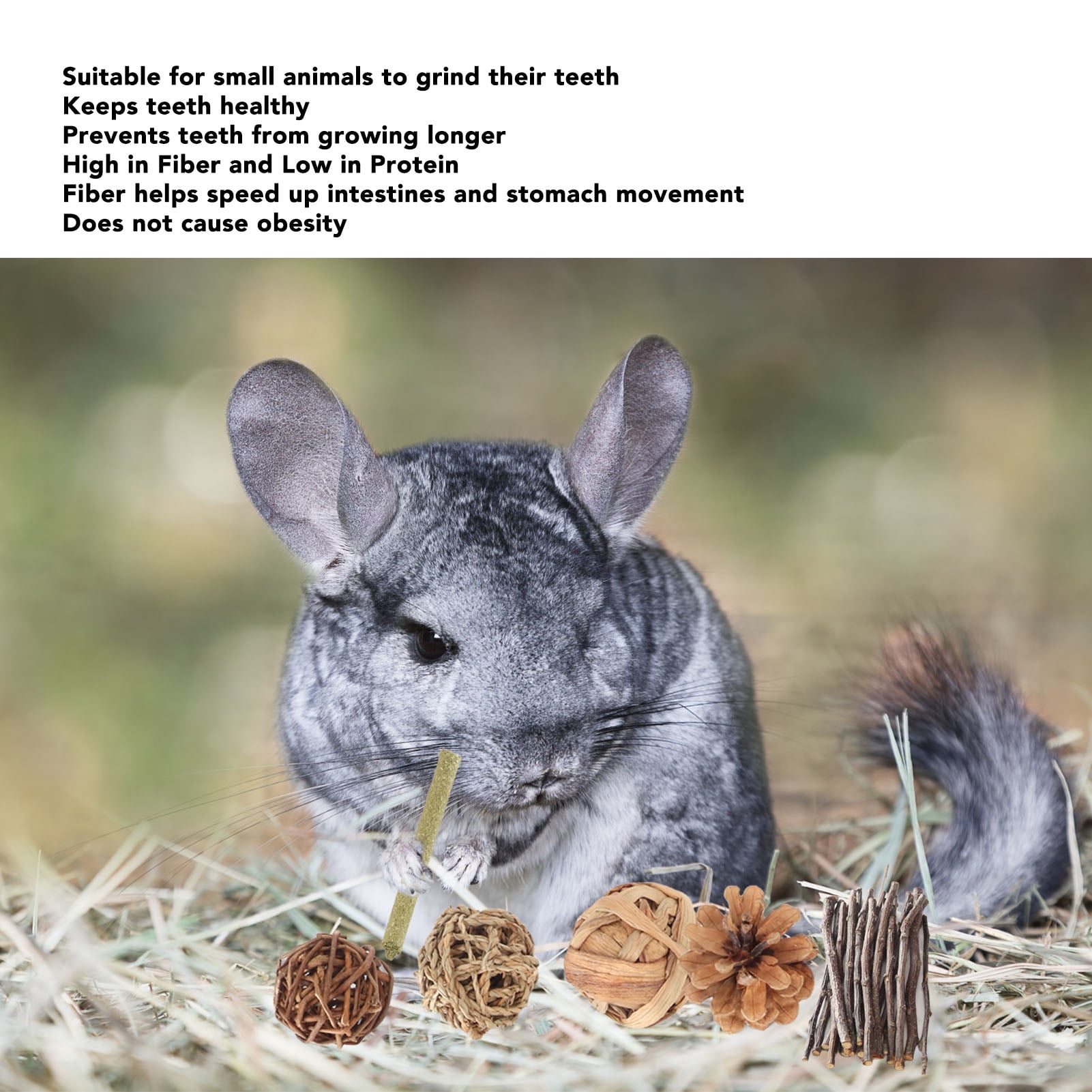 Pet Grass Ball Wood Stick Toy, Promote Digestion Safe Free Chew