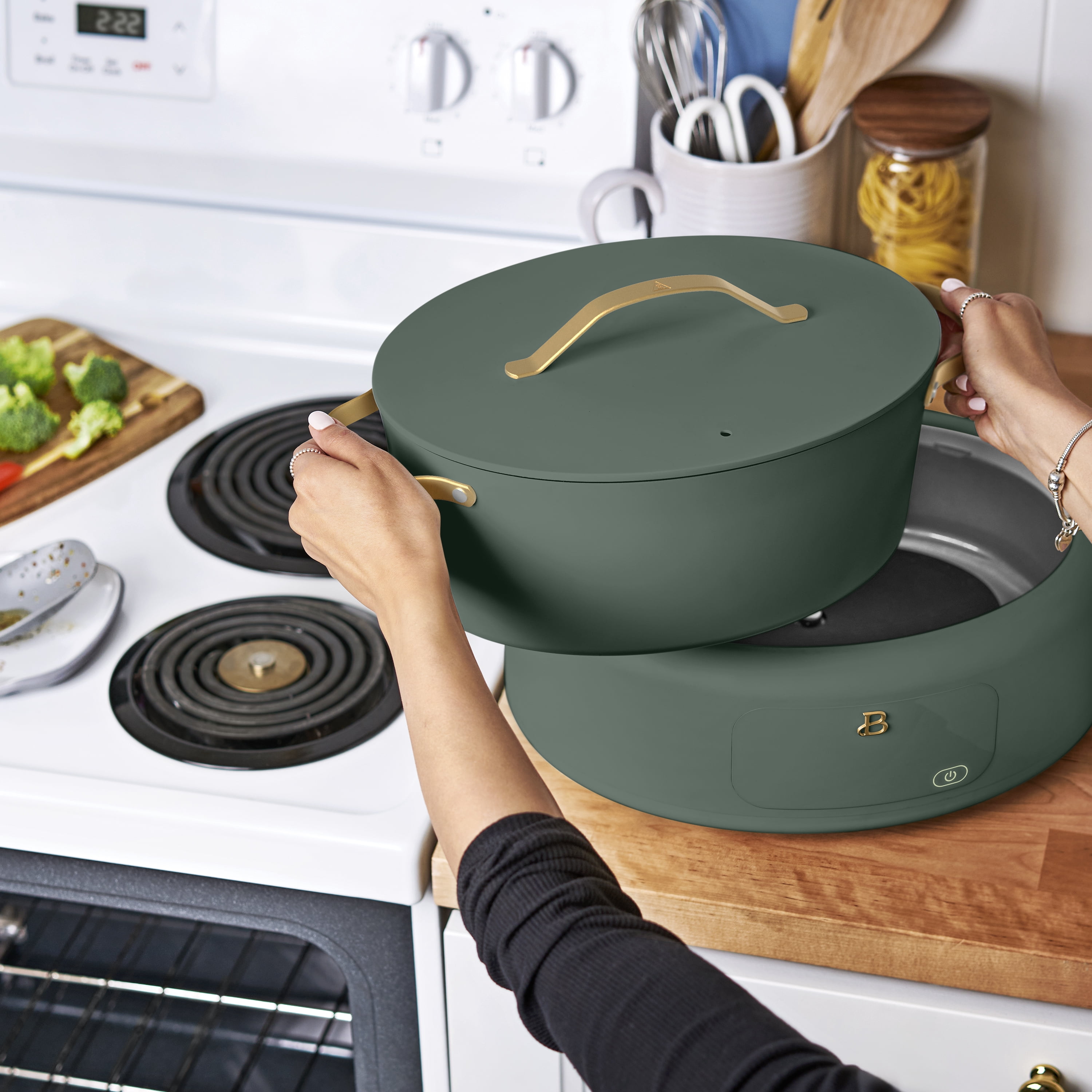 Beautiful 10 in 1, 6 Qt Electric Multi-Cooker, Thyme Green by Drew Barrymore