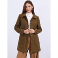 thumbnail image 2 of DARING DIVA Women's Winter Overcoat Mid-Long Notch Lapel Peacoat with Pockets M Brown, 2 of 7