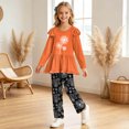 thumbnail image 2 of OJSFQUFP Girls Flutter Long Sleeved Top Slim Fit Trousers for Home Outdoor Wear Casual and Stylish Bow Print Girls 2Piece Set, 2 of 5