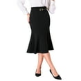 thumbnail image 1 of Falda de cola de pez elegante para mujer Inspire Chic, con cintura alta y cinturón, falda midi de trabajo, talla 2XL, color negro, 1 of 5