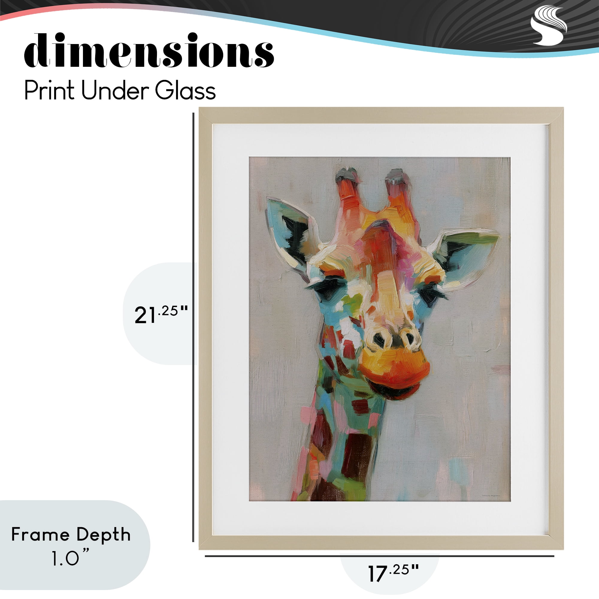 Stupell Industries Painterly Rainbow Giraffe Birch Framed Print Under Glass, design by Svetlana Aleynikova