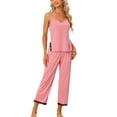 thumbnail image 2 of INSPIRE CHIC Women's Cami Top with Lace Trim Capri Pant 2 Pcs Pajama Set Soft Modal Loungwear Sleepwear S Pink, 2 of 6
