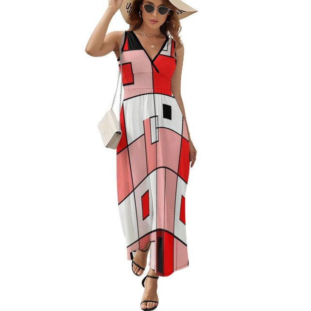 Vestido Largo Sin Mangas Para Mujer, Abstract Geometrical Traje Informal Para Cumpleaños, Verano