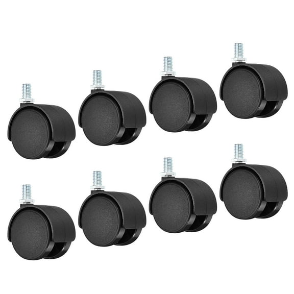 2" Swivel Casters Nylon 360 Degree Threaded Swivel Stem Wheels, Black 8 Pack