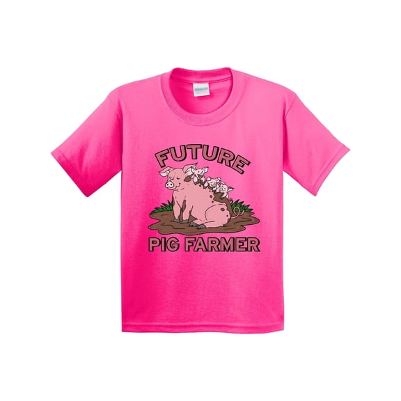 Inktastic Future Pig Farmer with Cute Pig Family Youth T-Shirt