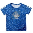thumbnail image 4 of OOOUM Little Girls Short Sleeve T-Shirt Regular Crewneck Glitter Print Tops Modest Fashionable Summer Tees Blue 4-5 Years, 4 of 4