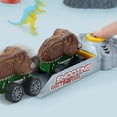 thumbnail image 2 of Camión de juguete de dinosaurio, coche de juguete con 6 piezas de mini dinosaurios de plástico al azar para niños y niñas, crea un mundo de dinosaurios realista como regalo de cumpleaños, 2 of 5