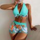 thumbnail image 1 of Mejor Belleza Mujer Traje de Baño de Moda Aumentar el tamaño 2 Piezas Tankini Tops de Bikini y Partes de Abajo Cyan XL, 1 of 7