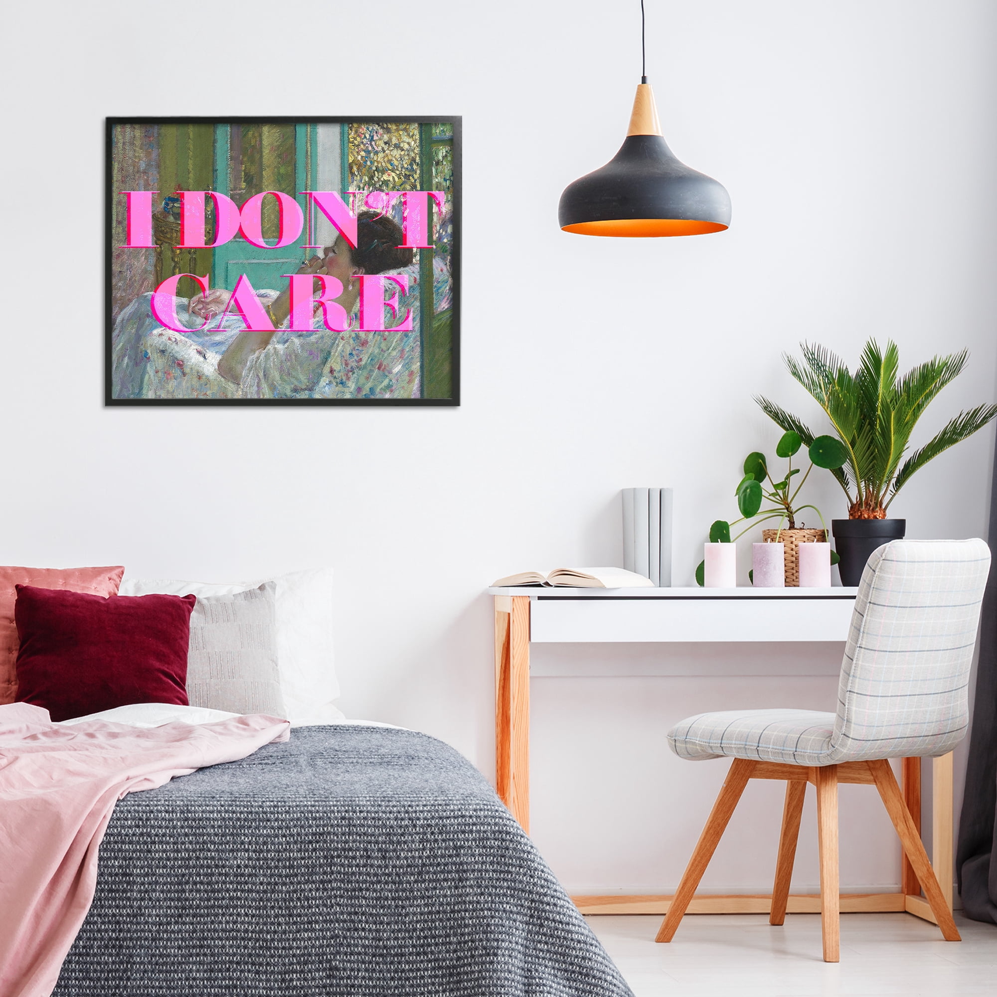 I Don't Care over Classic Painting Black Framed Giclee Art, design by Lil' Rue