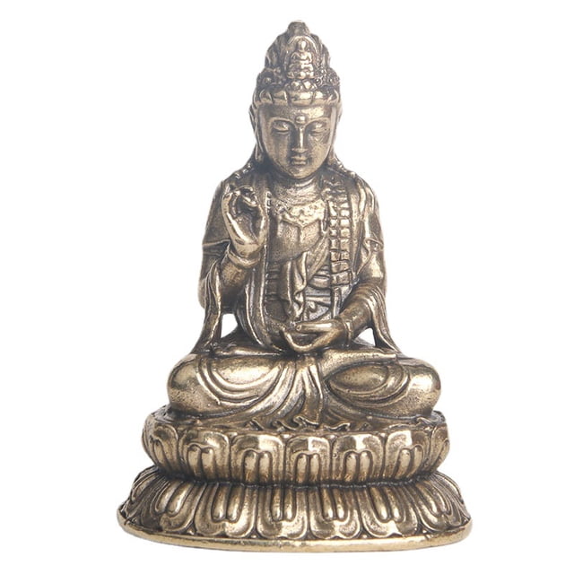Estatua de bronce envejecido de Avalokiteshvara de 5,3 cm, Buda sentado F
