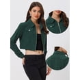 thumbnail image 2 of Chaqueta Corta de Pana para Mujer Chaqueta Corta Casual con Cremallera y Solapa Verde oscuro L, 2 of 6