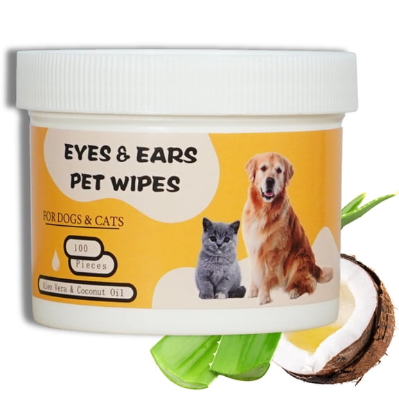 LEO Pet Supplies Prime, Non-irritating Pet Grooming Wipes for Eyes and Ears, Non-scented, 100 Count Can