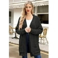 thumbnail image 5 of SOMER Cardigan Sweaters for Women Black Long Sleeve Women's Knit Sweaters Cardigan Cable Knit Open Front Outerwear Pockets, 5 of 6