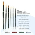 thumbnail image 2 of Creative Mark Beste Golden Taklon Assorted Round Set of 6 Artist Brush, Professional Watercolor Brushes, For Acrylic Painting, Short Handle, Sharp Edges, Hand-Tied & Shaped, 2 of 7