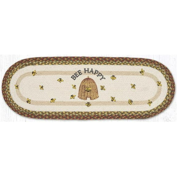 Earth Rug 68-300BH 13 x 36 in. Bee Happy Braided Oval Table Runner, Burgundy & Mustard