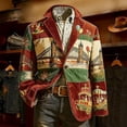 thumbnail image 3 of Abrigo Largo de los Hombres Vestido Corduro Impresión Blazer, Chaqueta de Fiesta Ceremonial con Bolsillos para Invierno Primavera, 3 of 3