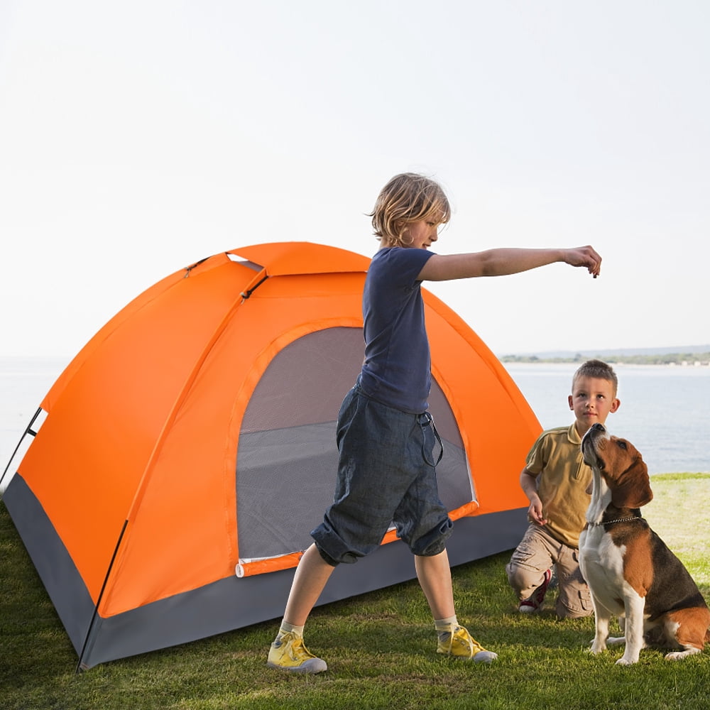 1-Person Waterproof Dome Tent, Lightweight Backpacking Tent with Carry Bag, Portable Compact Single Layer Shelter for Camping, Hiking, Orange