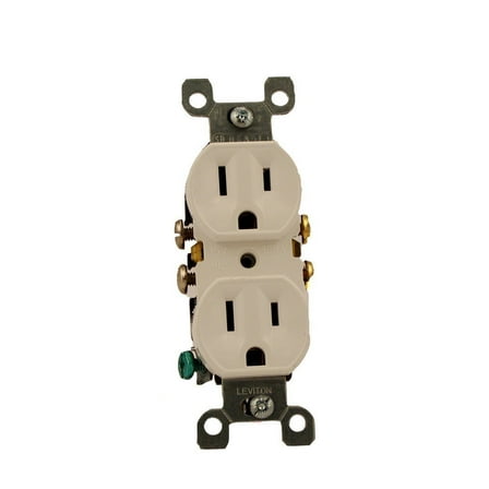 Leviton 5320-WCP 15 Amp, 125 Volt, Duplex Receptacle, Residential Grade, Grounding, All Screws Backed Out, 10-Pack, White