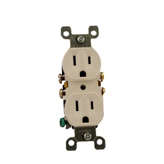Leviton 5320-WCP 15 Amp, 125 Volt, Duplex Receptacle, Residential Grade, Grounding, All Screws Backed Out, 10-Pack, White