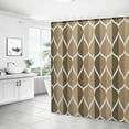 thumbnail image 2 of Brown Geometric Shower Curtain, Waterproof Design and Polyester, Quick-Drying, Weighted Hem, Brown Fabric Shower Curtains Set for Bathroom W 72 x H 72, Machine Washable with 12 Hooks, 2 of 6