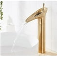 thumbnail image 3 of Hot Cold Basin Faucet Bathroom Waterfall Brush Gold Sink Faucet Single Lever Brass Crane, 3 of 4