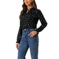 thumbnail image 4 of INSPIRE CHIC Blouse à Col à Volants Noué pour Femme Manches Longues Hauts S Black-Star, 4 of 6