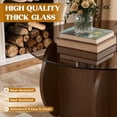 thumbnail image 4 of Round Glass Coffee Table, Modern Coffee Table with Glass Top and Wood Base, Minimalist Center Table for Living Room, Small Space Round Coffee Table for Apartment, Office & Lounge, Walnut, 4 of 7