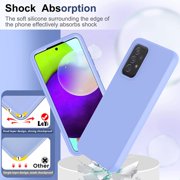 LeYi for Samsung A52 Case, Galaxy A52 5G Case with [2 x Tempered Glass Screen Protector & Lens Protector], Full-Body Shockproof Soft Liquid Silicone Protective Case for Galaxy A52 5G, Violet