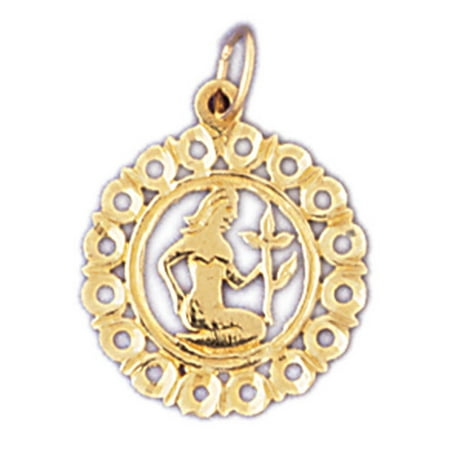 14K Yellow Gold Zodiac - Virgo Pendant - 21 mm