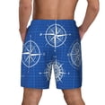 thumbnail image 2 of Lsque Mens Swim Trunks Compass Pattern - Bathing Suit Compression Liner - Beach Swim Shorts Swimwear - (S-3XL) - Stretch Quick Dry -Large, 2 of 9