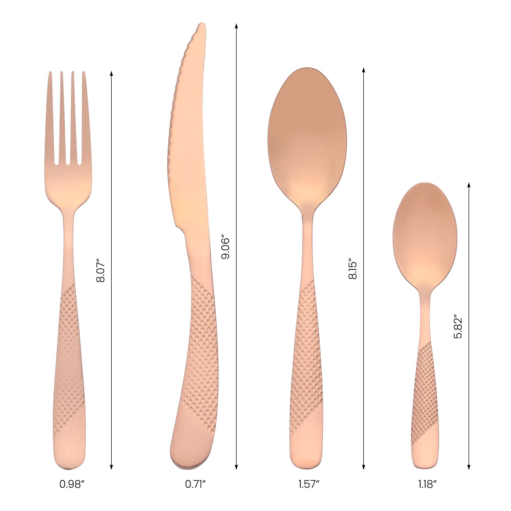 Unique Bargains Stainless Steel Flatware Set Rose Gold 24 Pcs