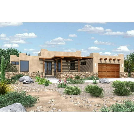 The House Designers: THD-4876 Builder-Ready Blueprints to Build a Small Southwestern House Plan with Crawl Space Foundation (5 Printed Sets)