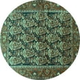 thumbnail image 1 of Ahgly Company Machine Washable Indoor Round Persian Turquoise Blue Traditional Area Rugs, 7' Round, 1 of 4